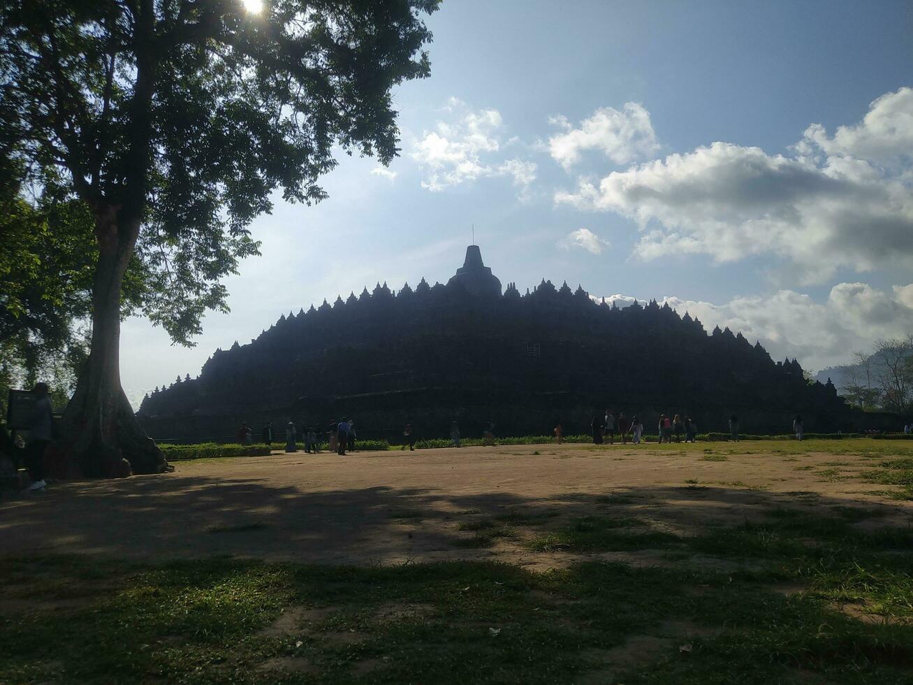 view of Borobudur temple, one of the wonders of the world in Indonesia photo