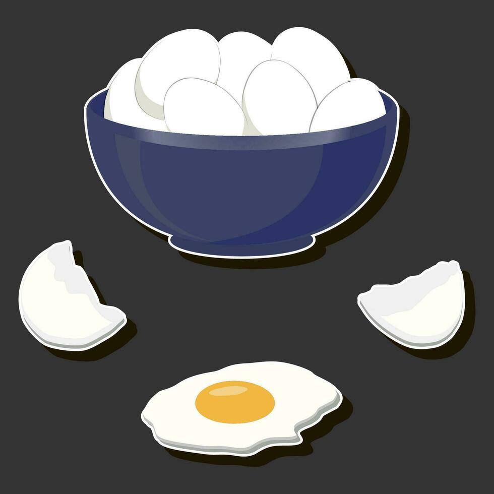 beautiful tasty edible homemade set various eggs consisting of various ingredients vector