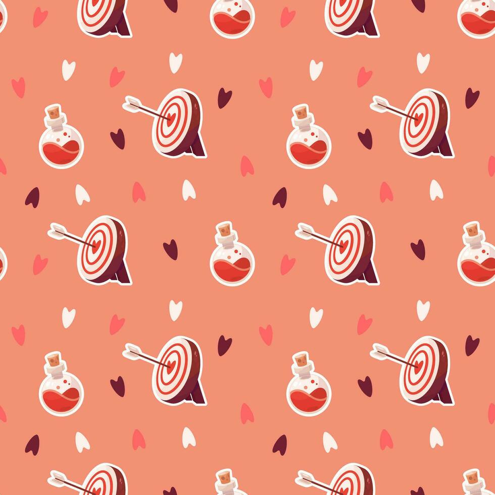Seamless pattern with target and love potion vector