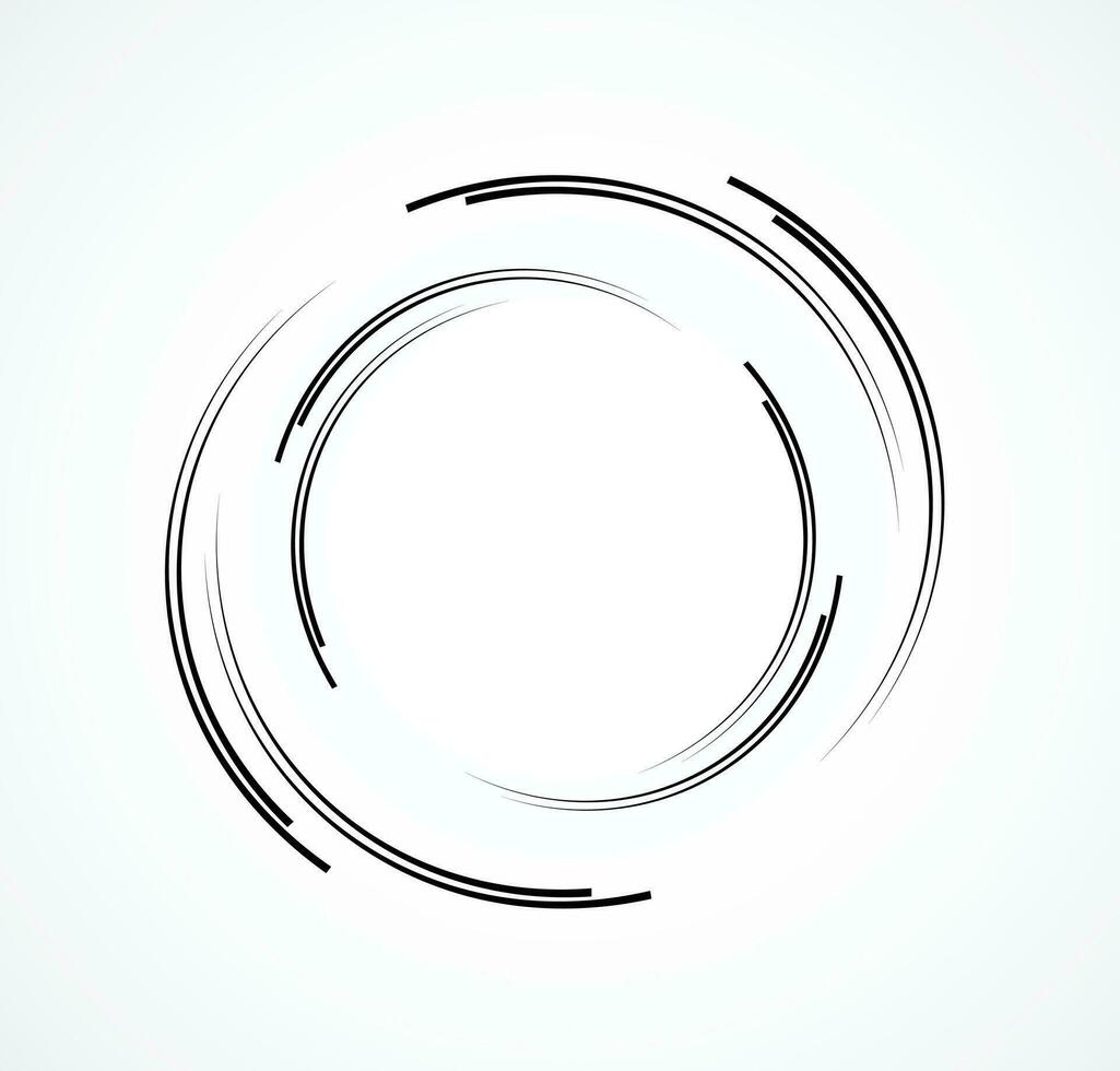 líneas abstractas en forma de círculo, elemento de diseño, forma geométrica, marco de borde rayado para imagen, logotipo redondo de tecnología, ilustración vectorial en espiral vector