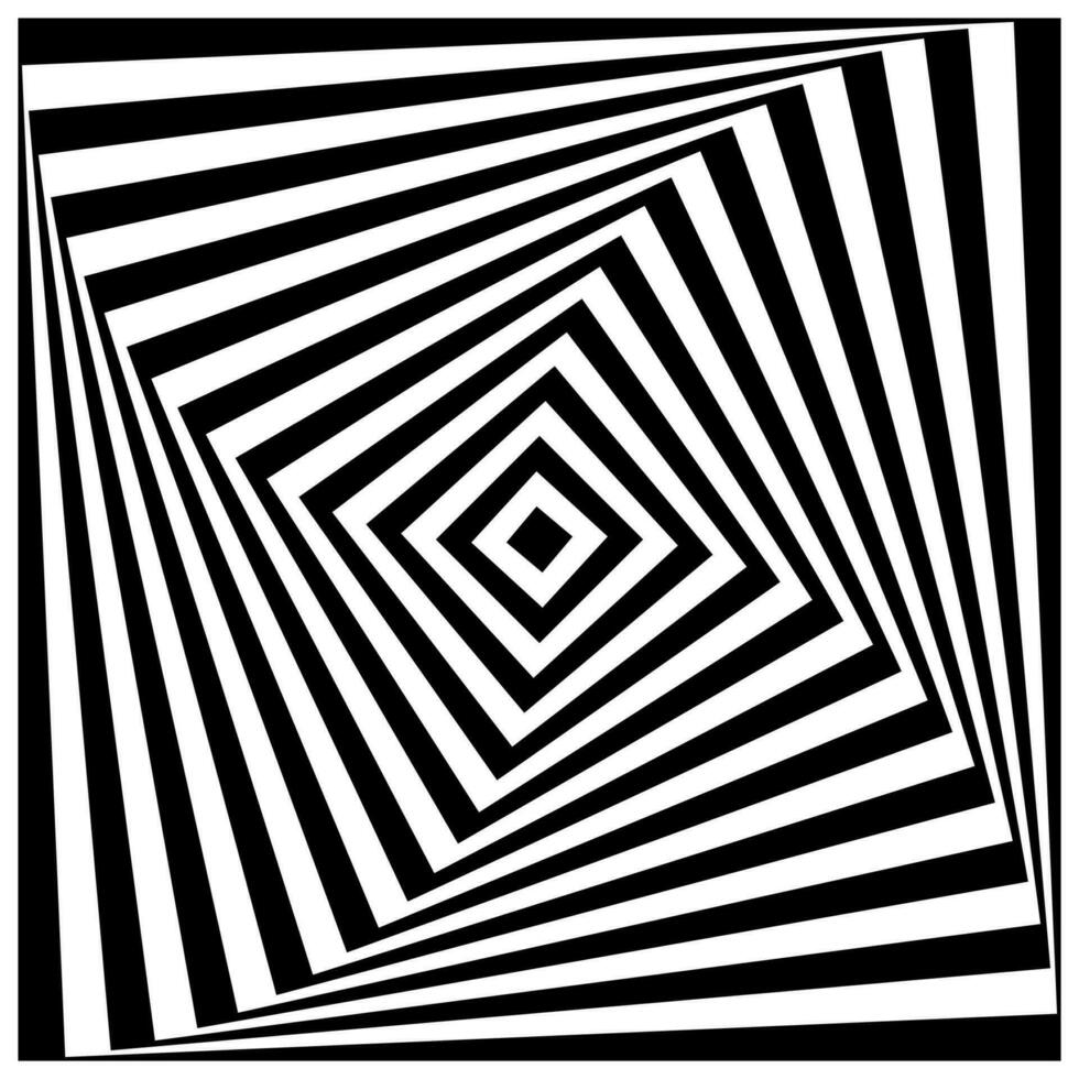 Black and white optical illusion. Abstract wavy stripes pattern vector
