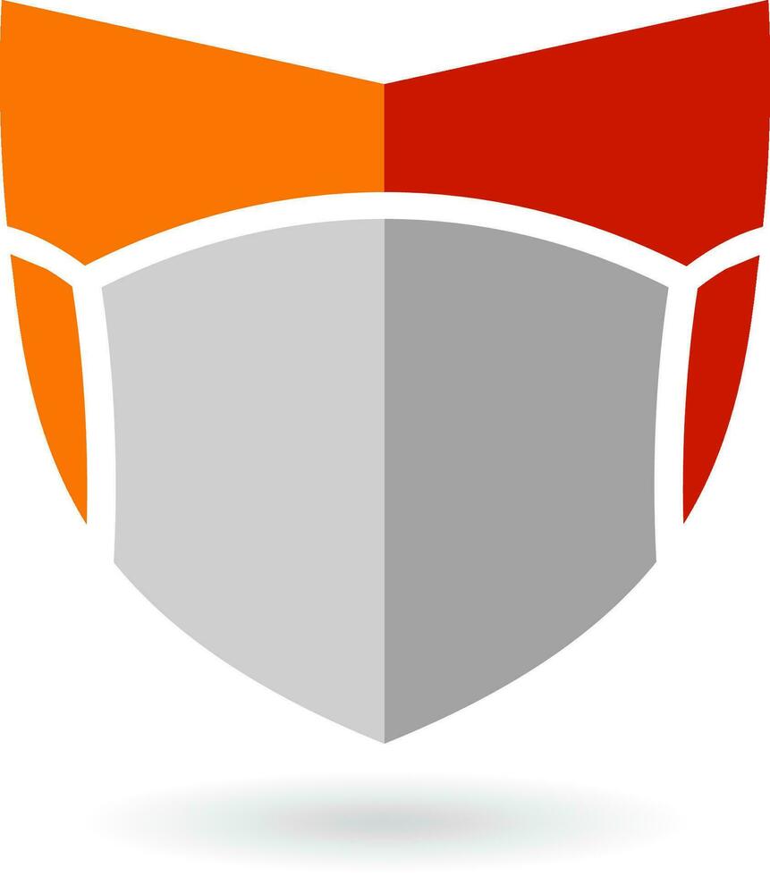 Shield with mask vector logo. Logo suitable for preventive from virus. covid-19, bacteria, dust, mucus and saliva.