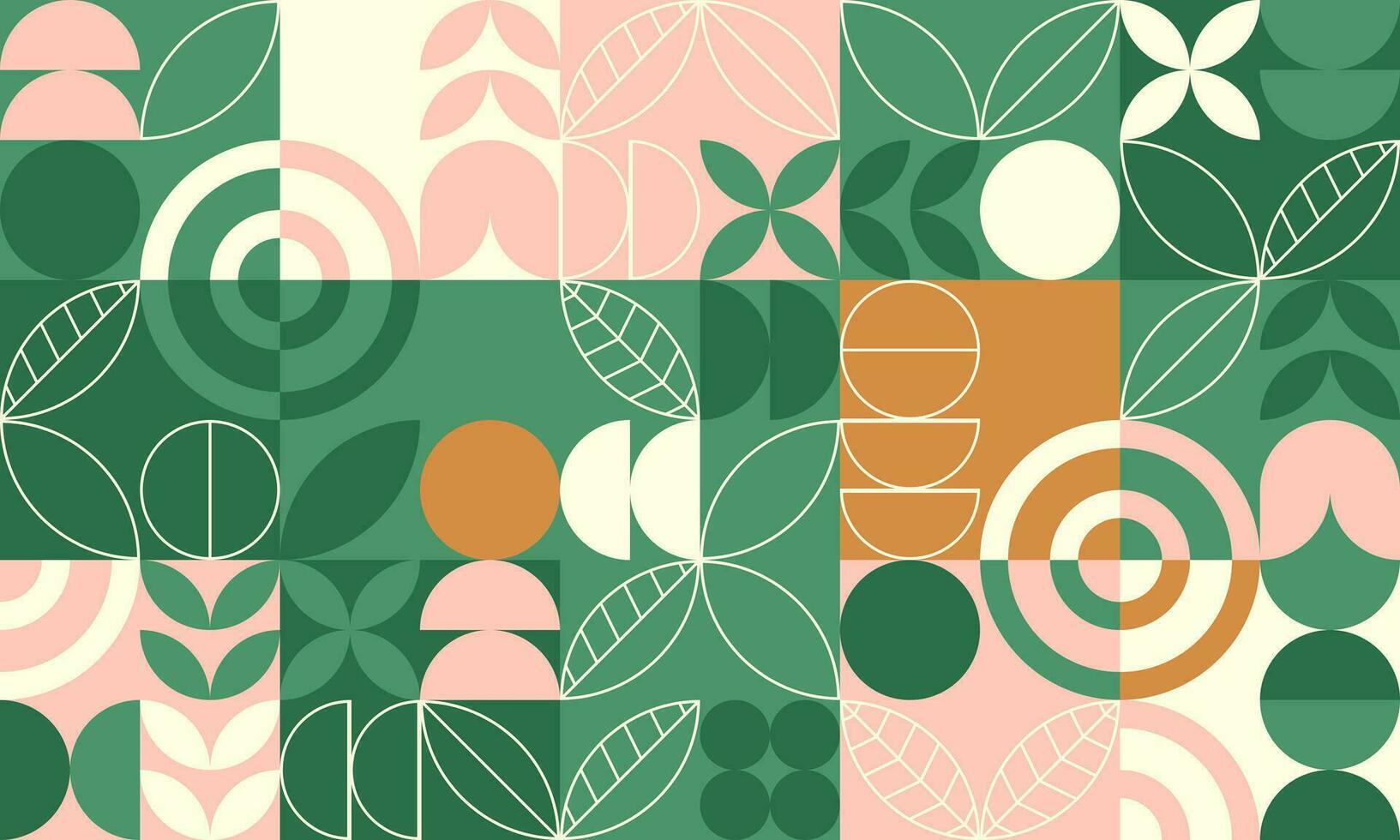 Abstract geometric seamless green pattern with leaves vector