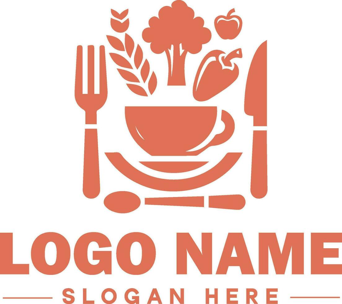 restaurant logo, bar, coffee shop, bbq, bakery, cafe, food logo and icon symbol clean flat modern minimalist business logo design editable vector