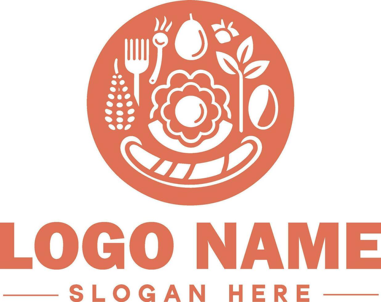 restaurant logo, bar, coffee shop, bbq, bakery, cafe, food logo and icon symbol clean flat modern minimalist business logo design editable vector
