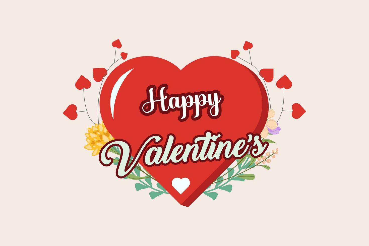vector happy valentines day hearts in flat style