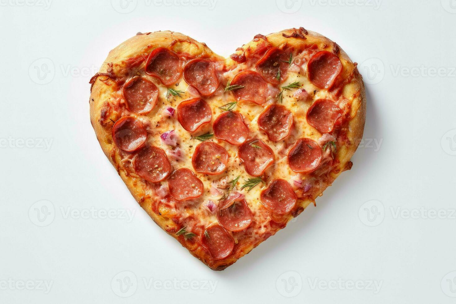 ai generado caprichoso corazón conformado Pizza. generar ai foto