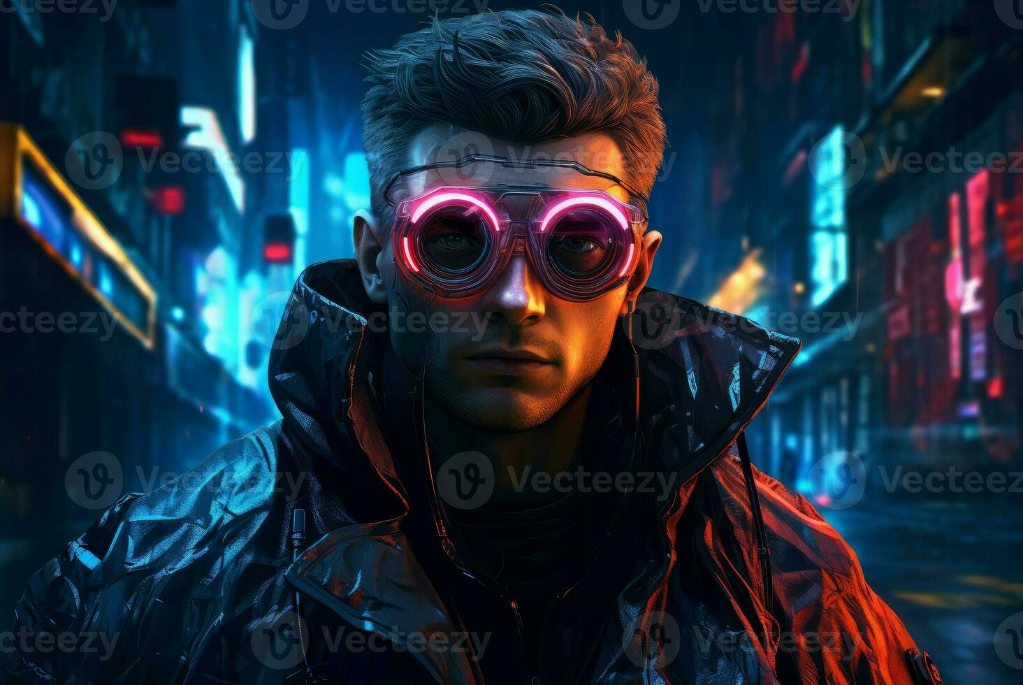 AI generated Man cyberpunk style. Generate ai photo