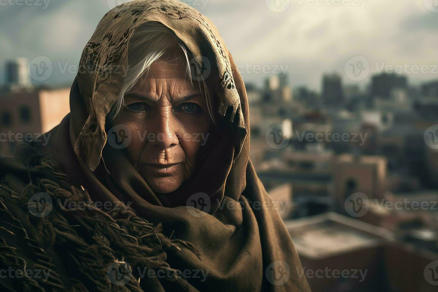 AI generated Disciplined Hooded warrior woman. Generate Ai photo