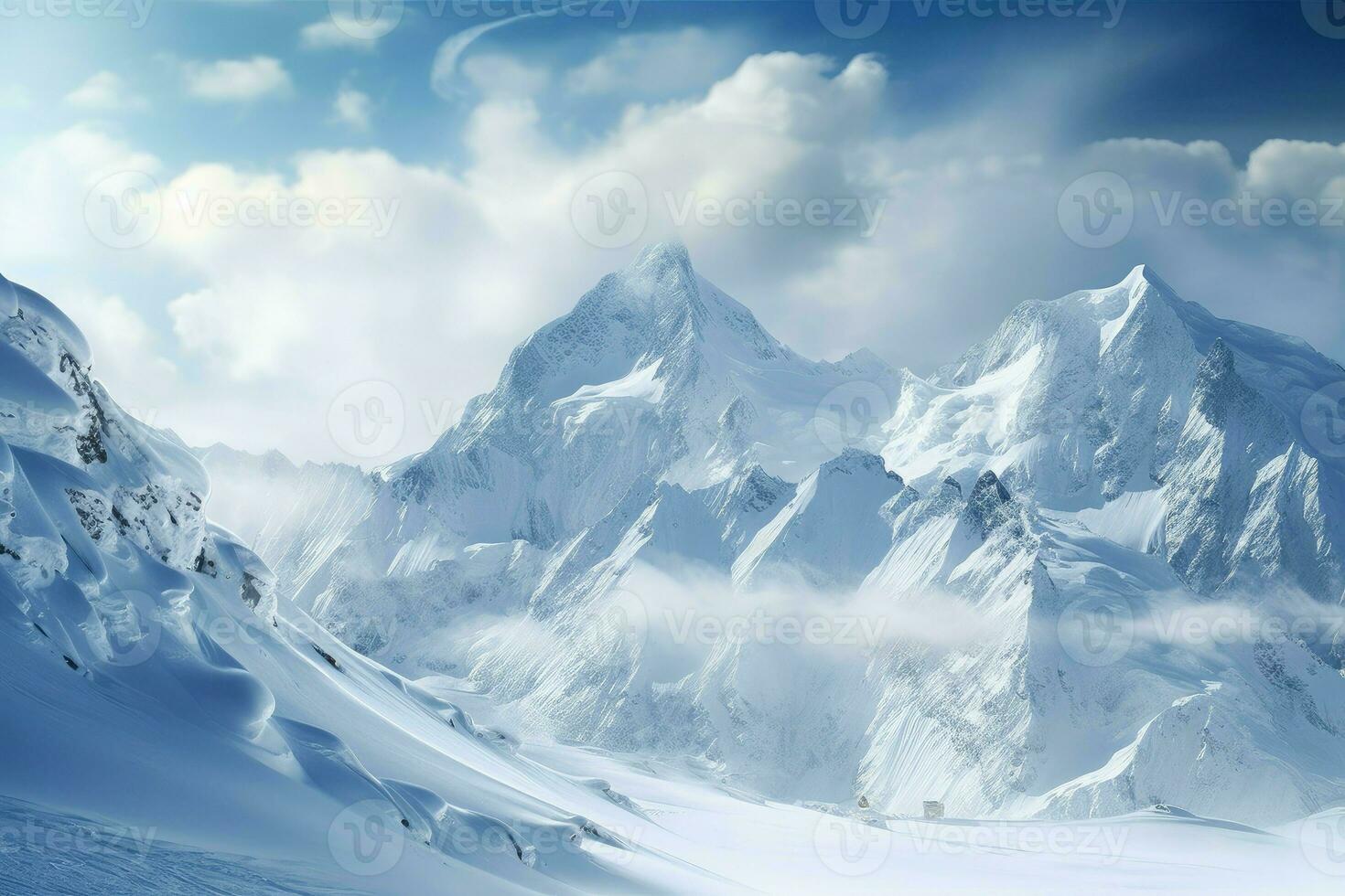 AI generated High mountain snow. Generate Ai photo