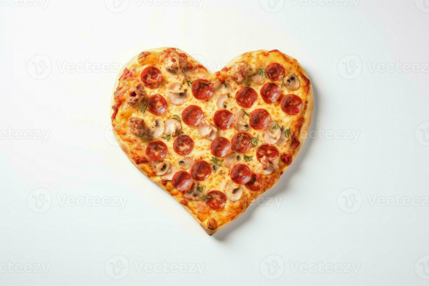 AI generated Heart shaped pizza. Generate Ai photo