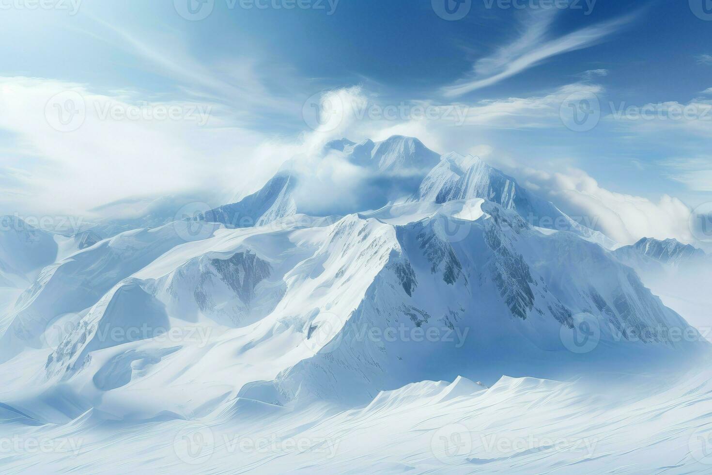 AI generated Pristine High mountain snow. Generate Ai photo