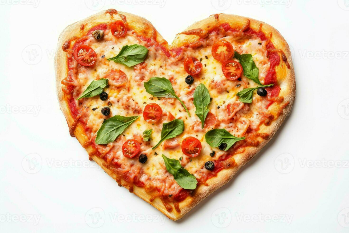 ai generado romántico corazón conformado Pizza. generar ai foto