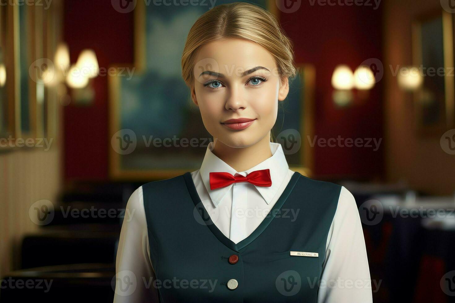 AI generated Elegant Hostess uniform. Generate Ai photo