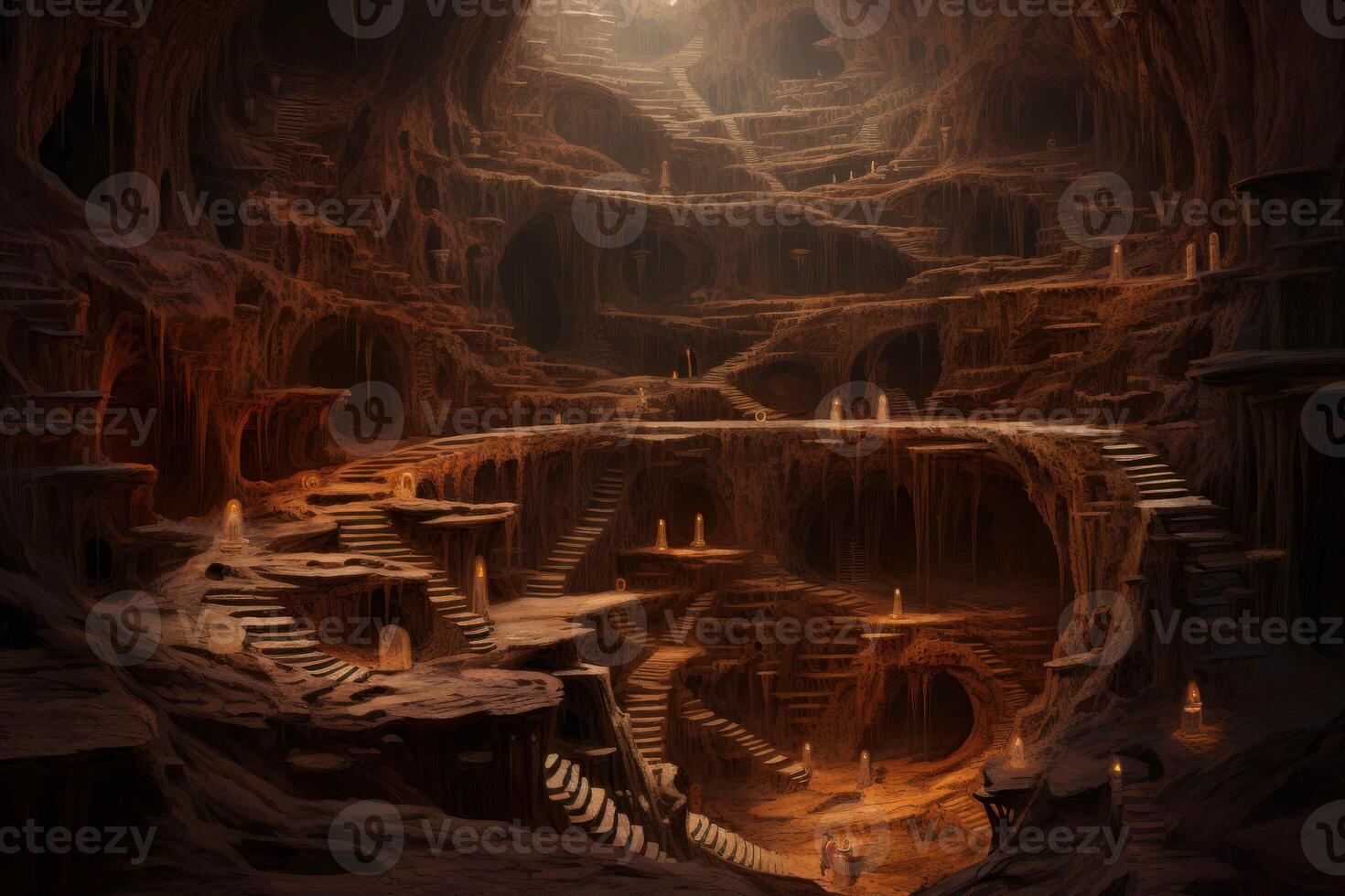 AI generated Mysterious Labyrinth cavern. Generate Ai photo