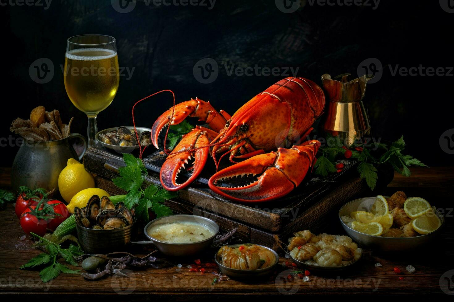 AI generated Cooked lobster seafood. Generate Ai photo