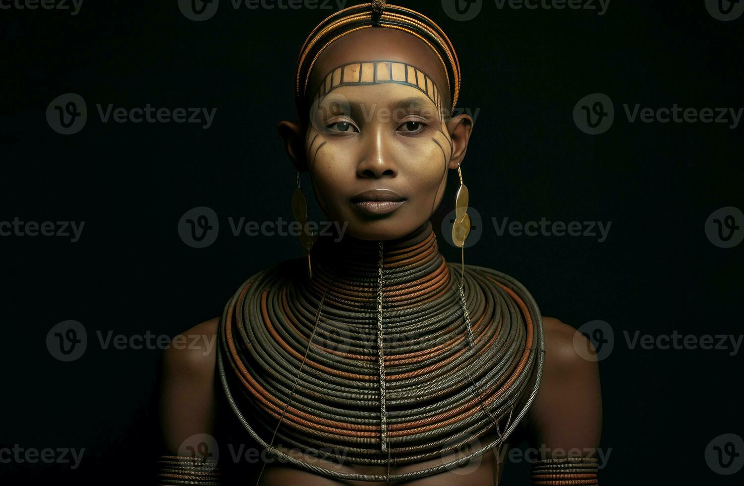 AI generated Resilient Long neck tribal woman. Generate ai photo