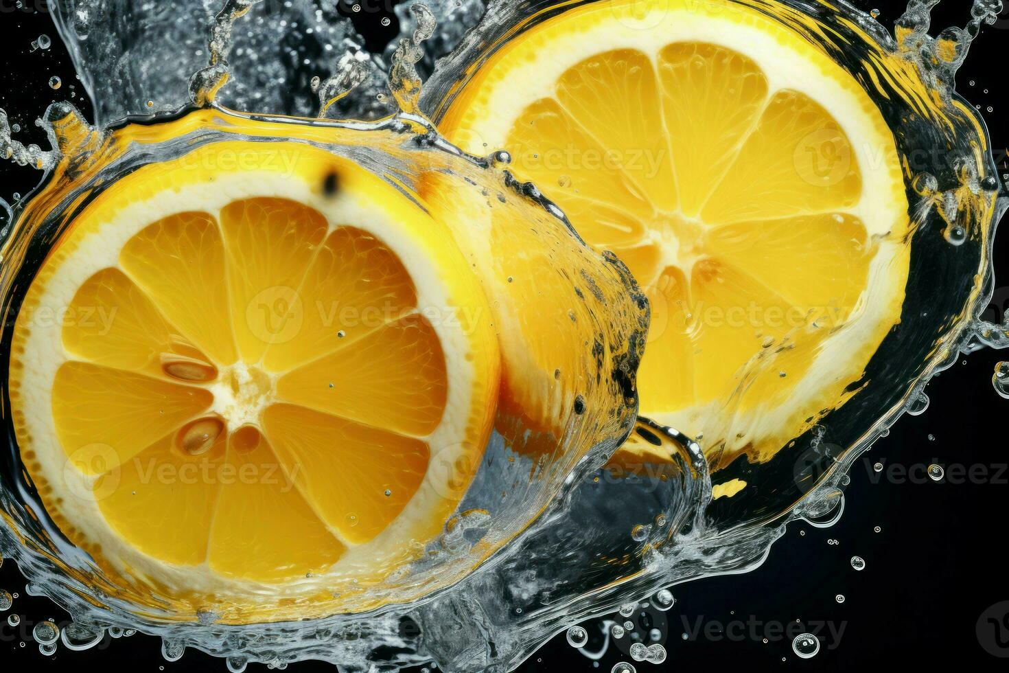 AI generated Tangy Lemon slices water. Generate Ai photo