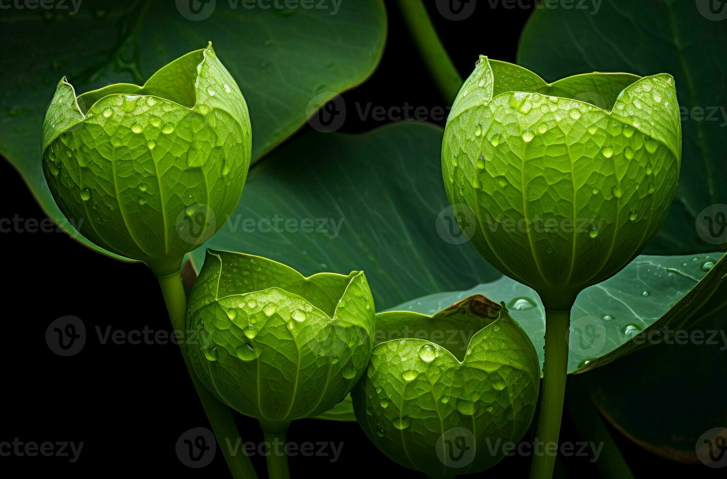 AI generated Lotus leaves buds. Generate Ai photo