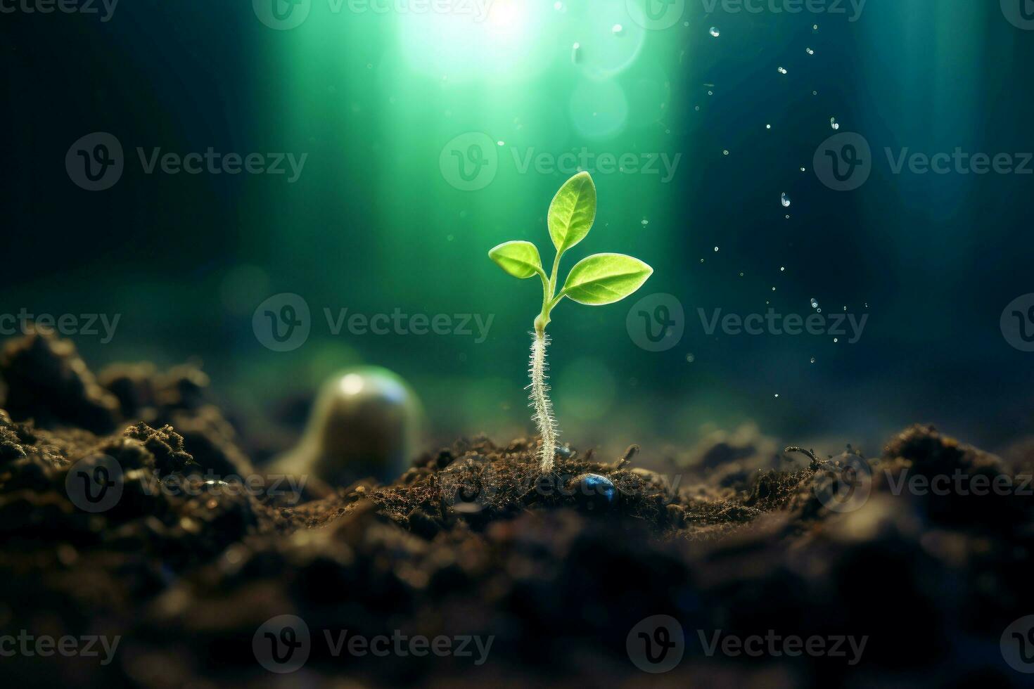 AI generated Verdant Little green sprout water soil. Generate Ai photo