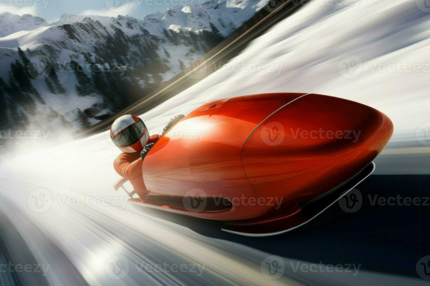 AI generated Thrilling Winter luge sport competition. Generate Ai photo