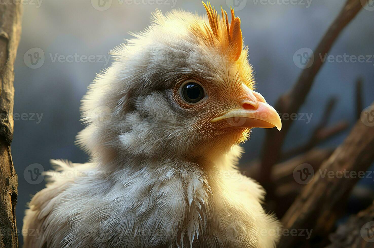 ai generado mullido pequeño pollo de cerca. generar ai foto