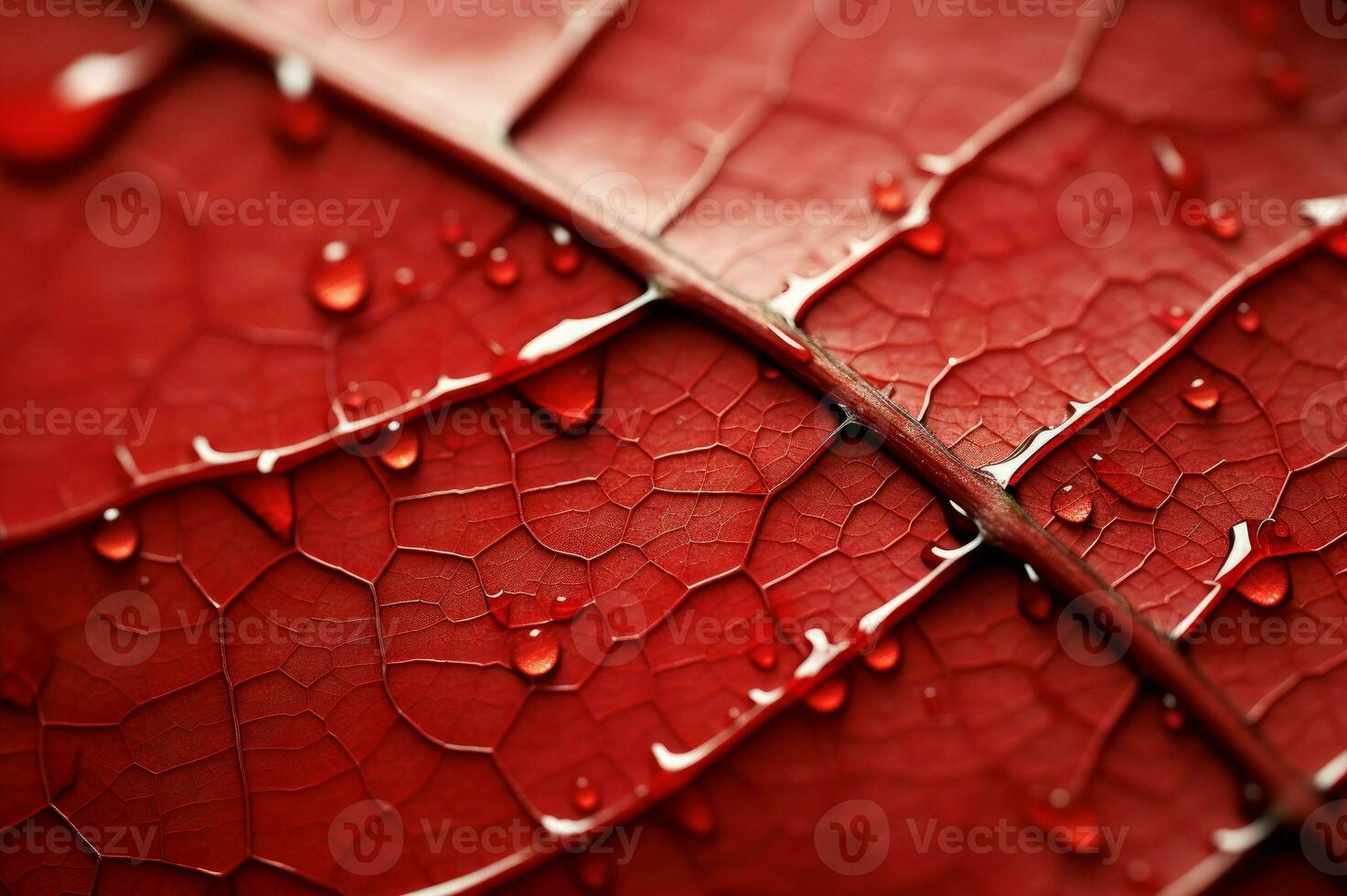 AI generated Enormous Macro leaf red. Generate Ai photo