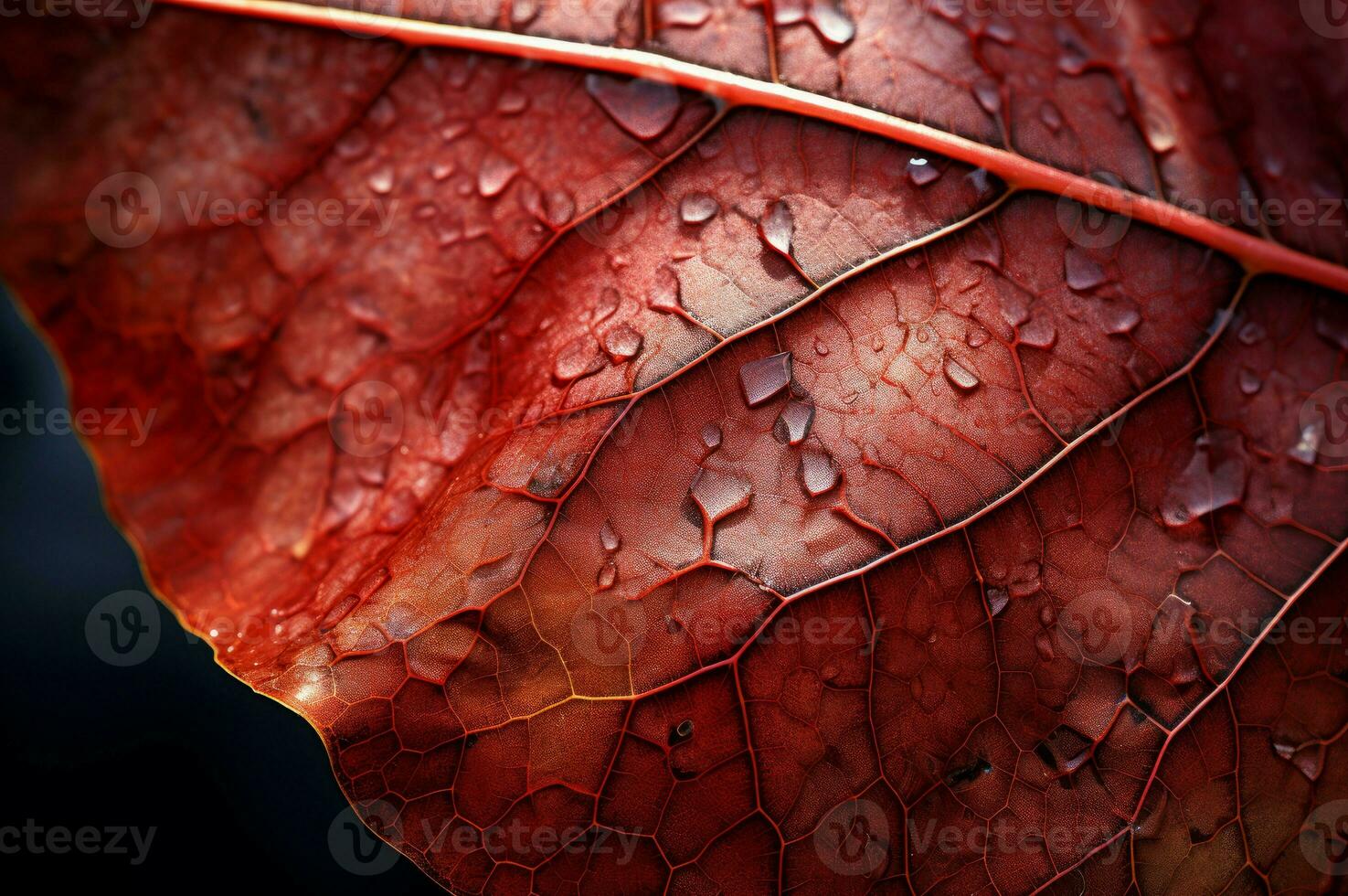 AI generated Macro leaf red. Generate Ai photo