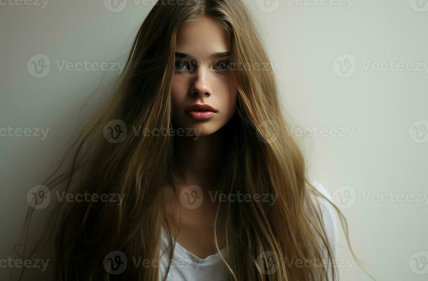 AI generated Spiraled Curly teenage desktop work. Generate Ai photo