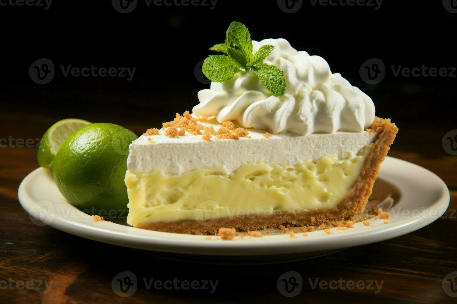 AI generated Tangy Lime pie slice. Generate Ai photo