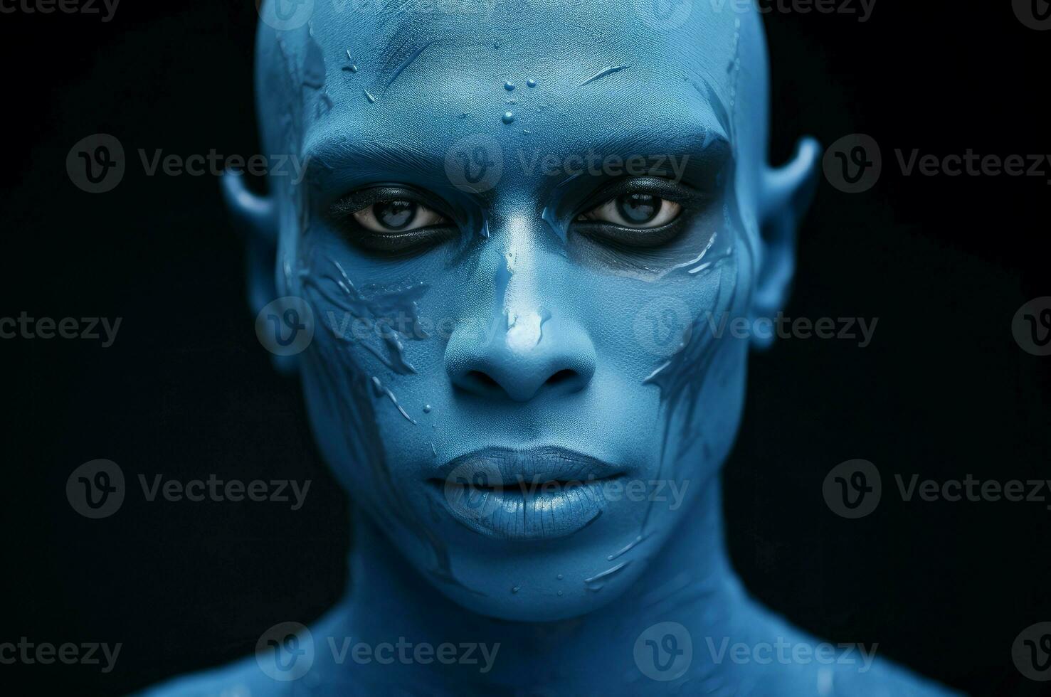 AI generated Unusual Man blue skin face. Generate Ai photo