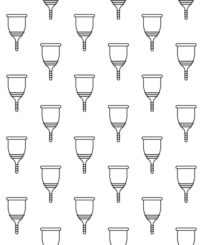 Vector seamless pattern of flat menstrual cup