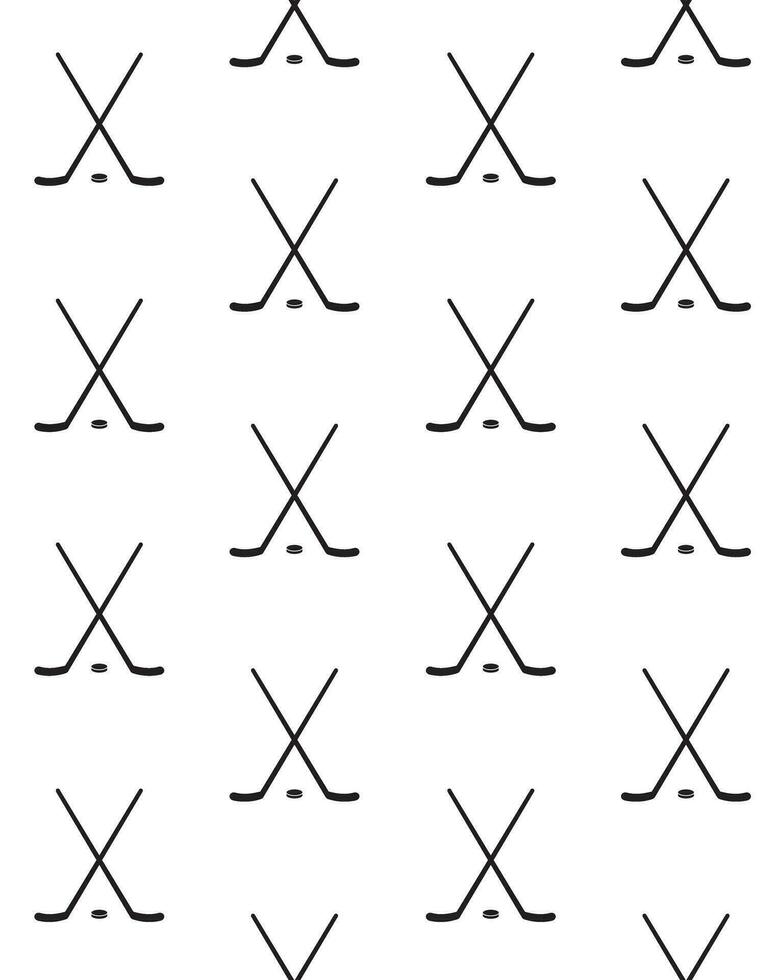 Vector seamless pattern of hockey stick and puck