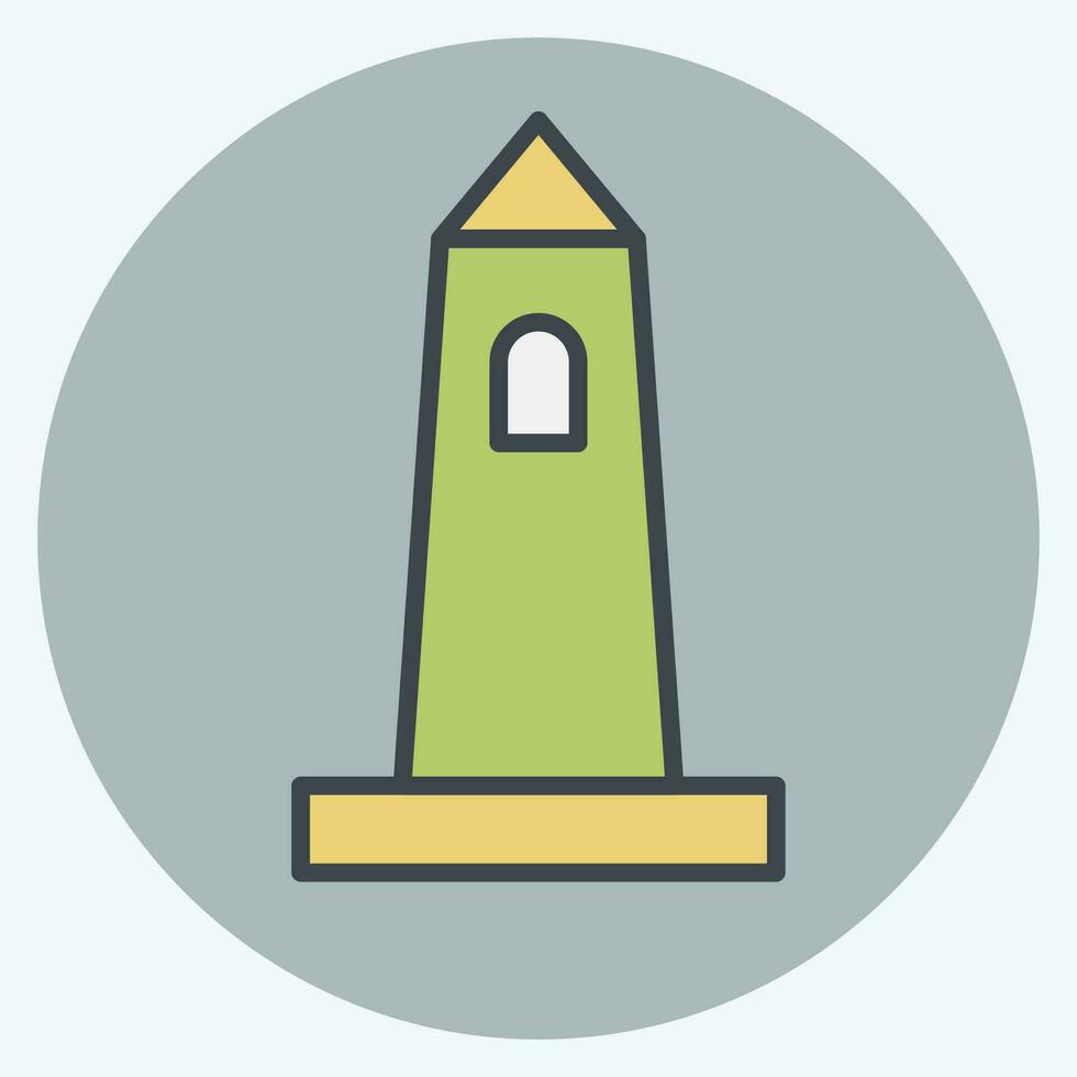 Icon Rish Round Tower. related to Ireland symbol. color mate style. simple design editable. simple illustration vector