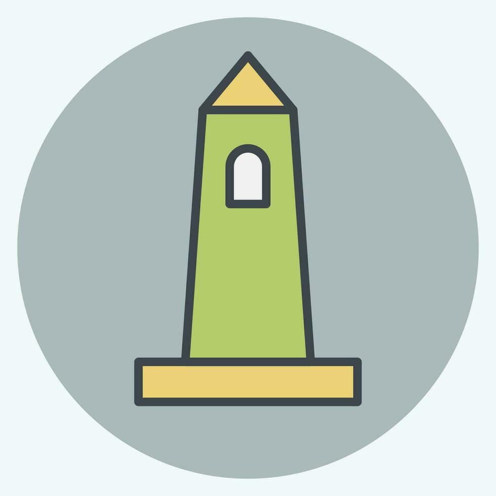 Icon Rish Round Tower. related to Ireland symbol. color mate style. simple design editable. simple illustration vector