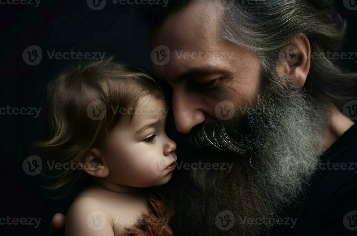 AI generated Bearded man with child portrait. Generate ai photo