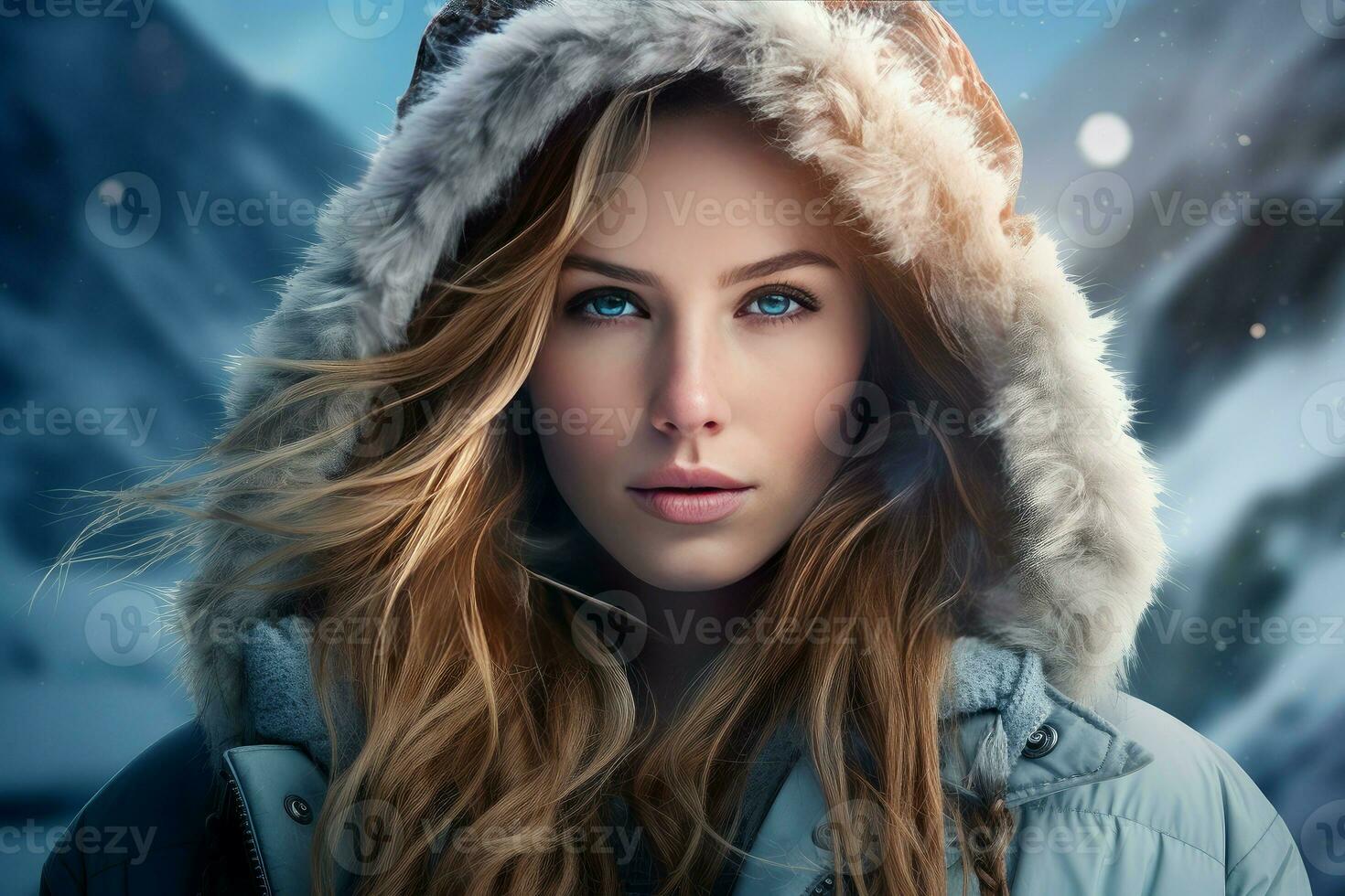 AI generated Woman warm winter clothes season. Generate Ai photo