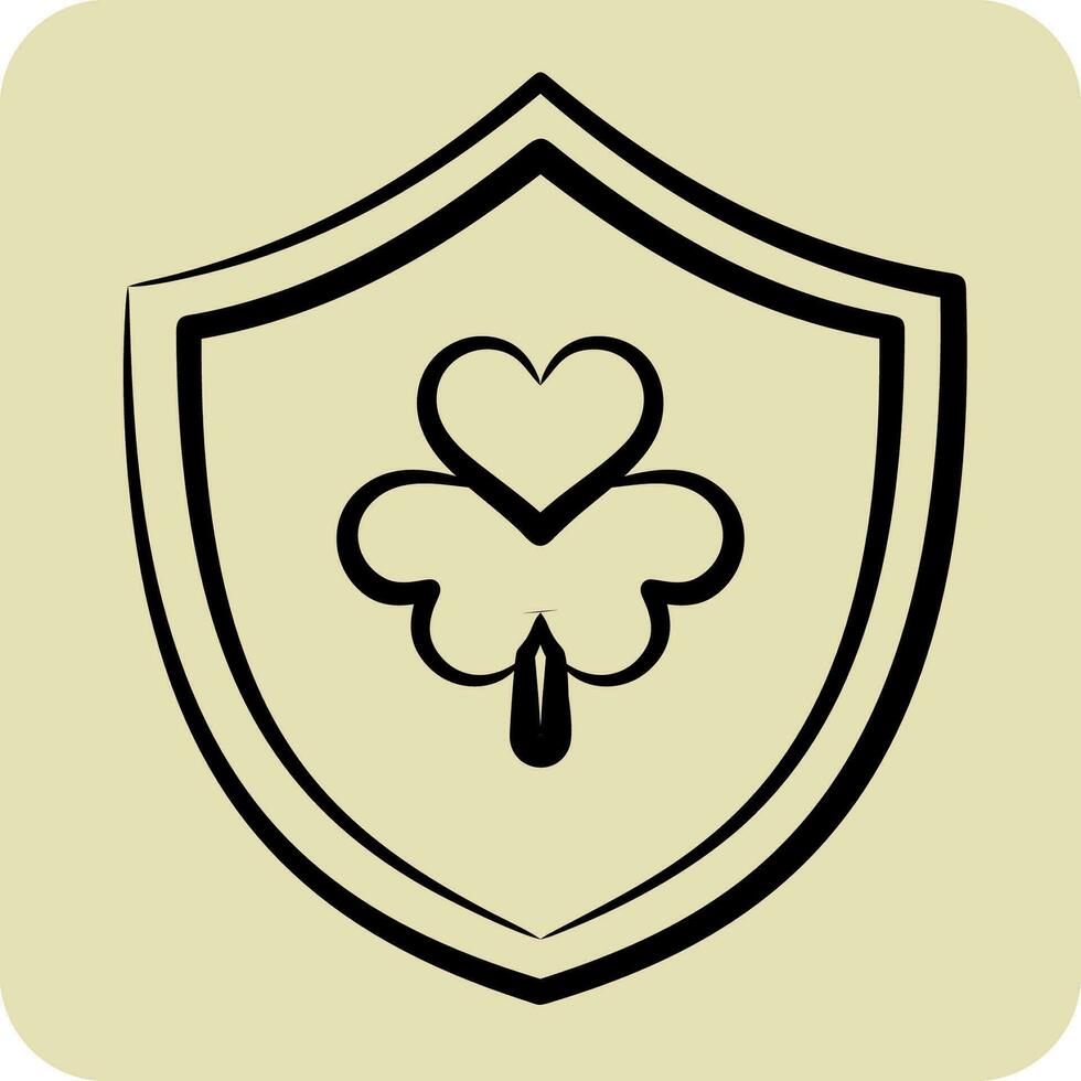 Icon Shield. related to Ireland symbol. hand drawn style. simple design editable. simple illustration vector