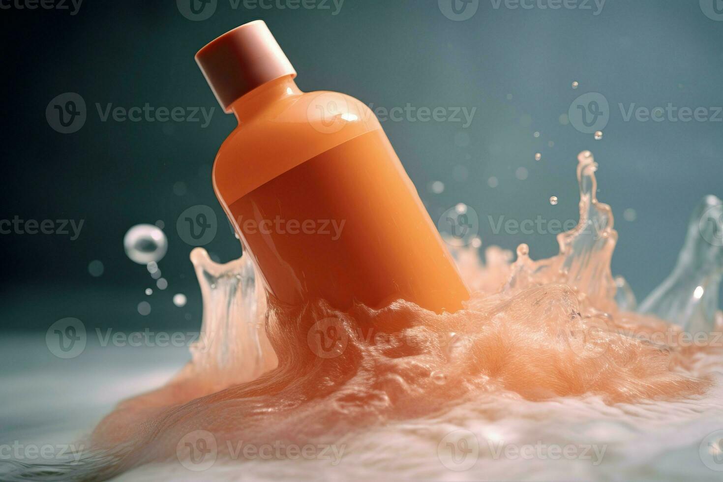 ai generado producto foto de champú espuma botella chapoteo. generar ai