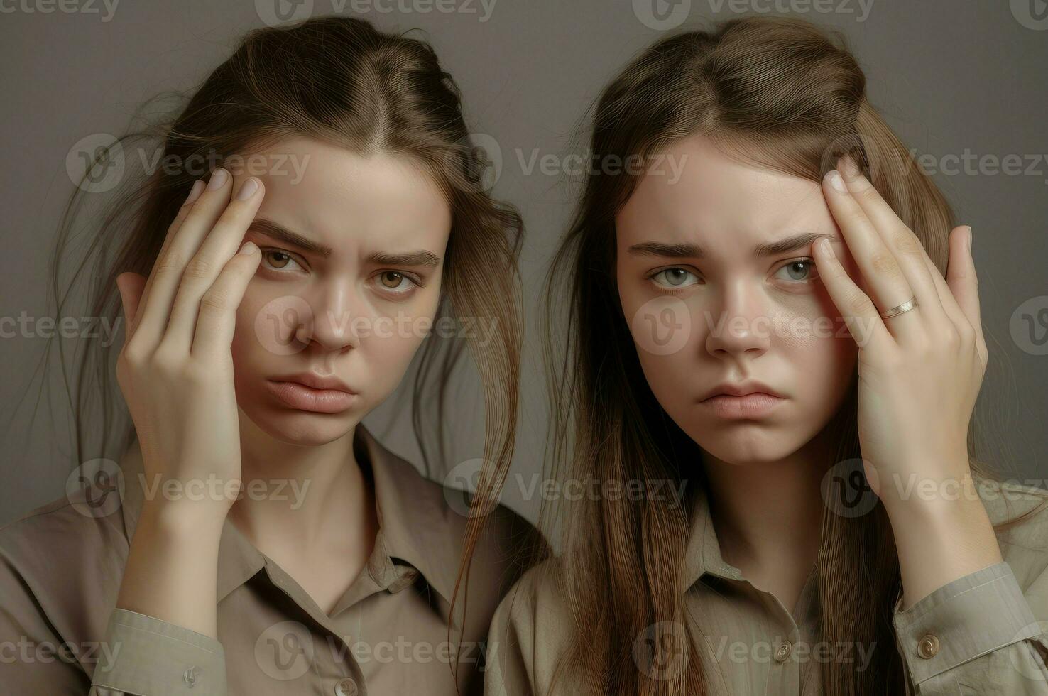 AI generated Troubled sad girl. Generate AI photo