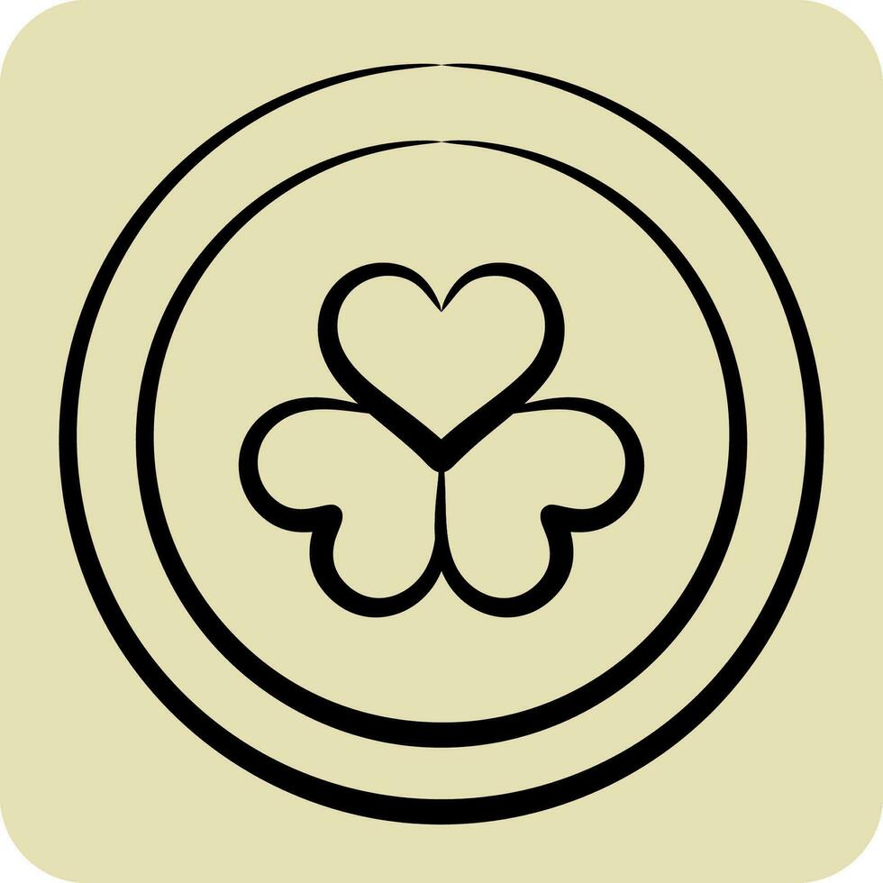 Icon Coin. related to Ireland symbol. hand drawn style. simple design editable. simple illustration vector