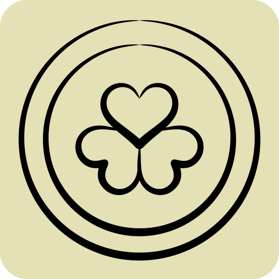 Icon Coin. related to Ireland symbol. hand drawn style. simple design editable. simple illustration vector