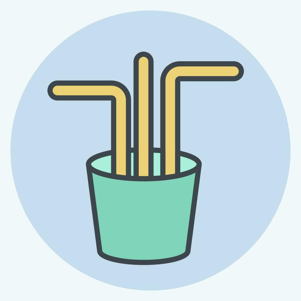 Icon Straw. related to Plastic Pollution symbol. color mate style. simple design editable. simple illustration vector