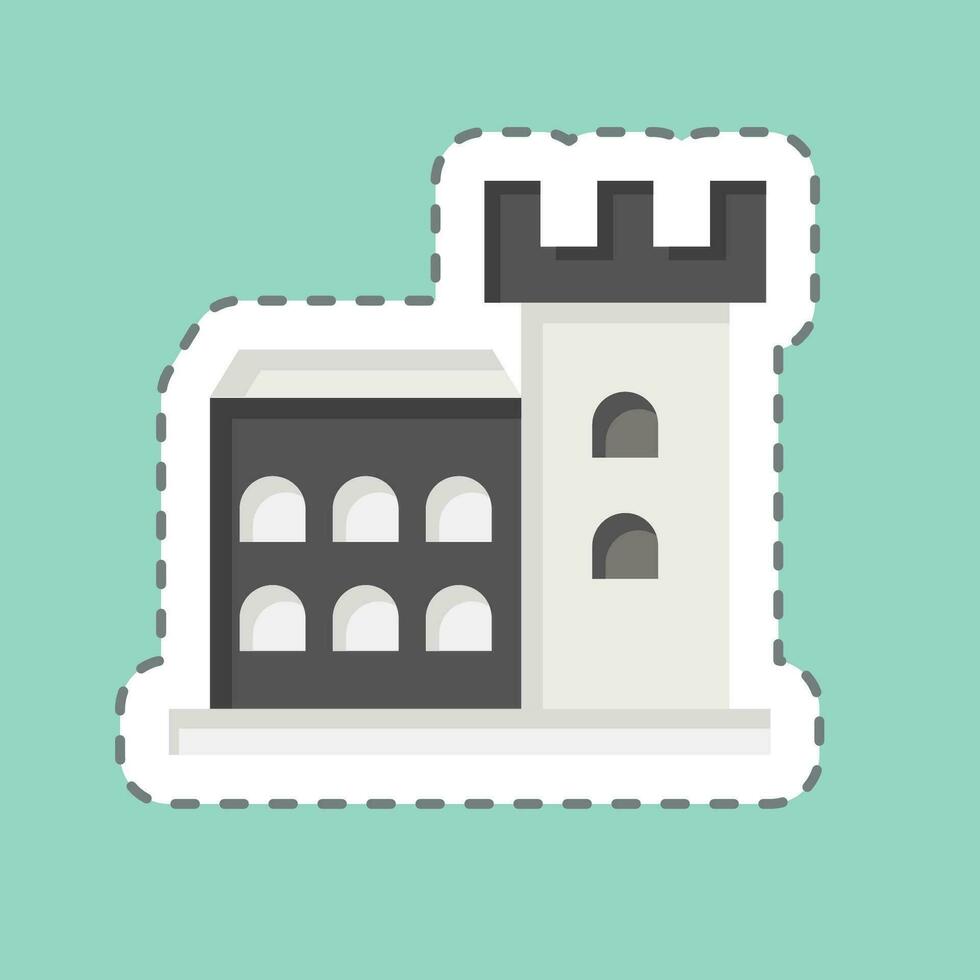 Sticker line cut Dubun Castle. related to Ireland symbol. simple design editable. simple illustration vector