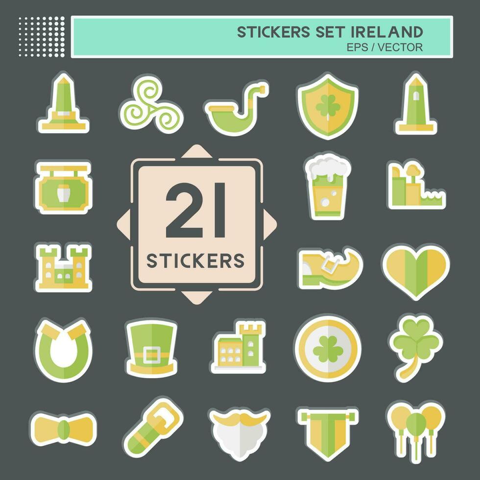 pegatina conjunto Irlanda. relacionado a fiesta símbolo. sencillo diseño editable. sencillo ilustración vector