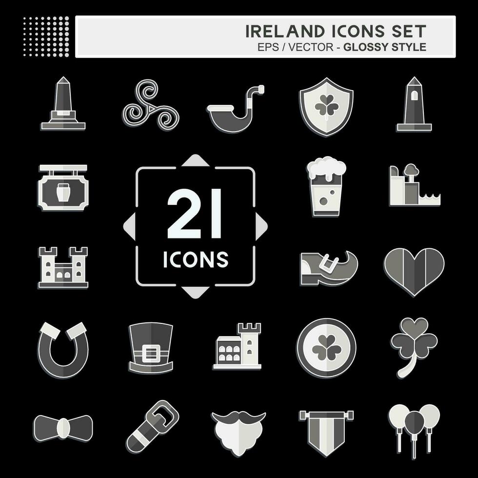 Icon Set Ireland. related to Holiday symbol. glossy style. simple design editable. simple illustration vector
