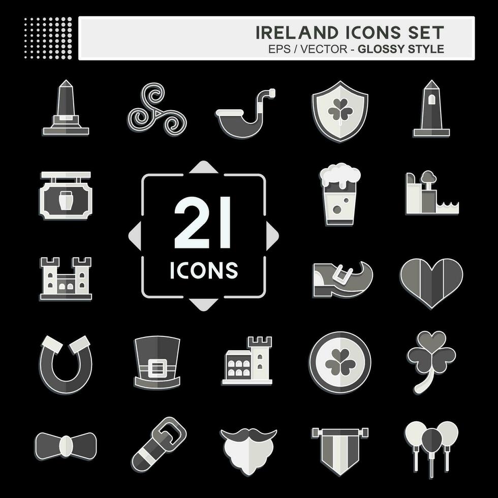 icono conjunto Irlanda. relacionado a fiesta símbolo. lustroso estilo. sencillo diseño editable. sencillo ilustración vector