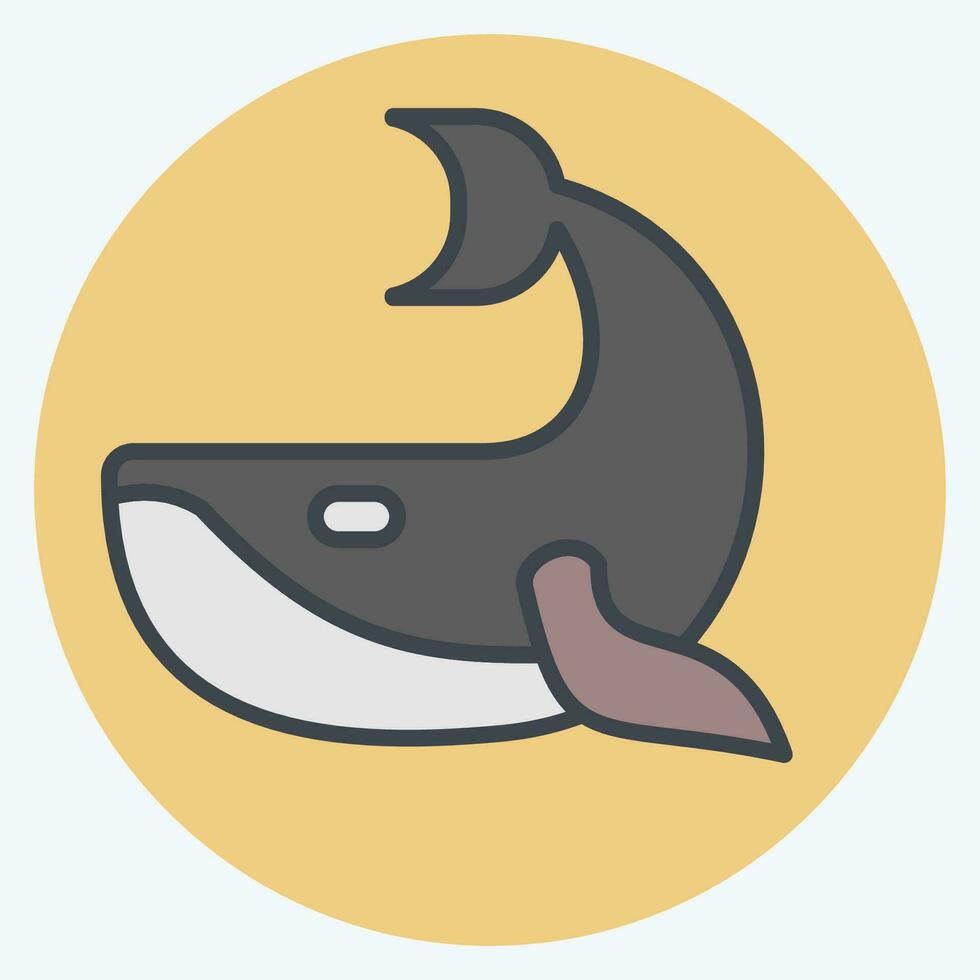 Icon Whale. related to Plastic Pollution symbol. color mate style. simple design editable. simple illustration vector