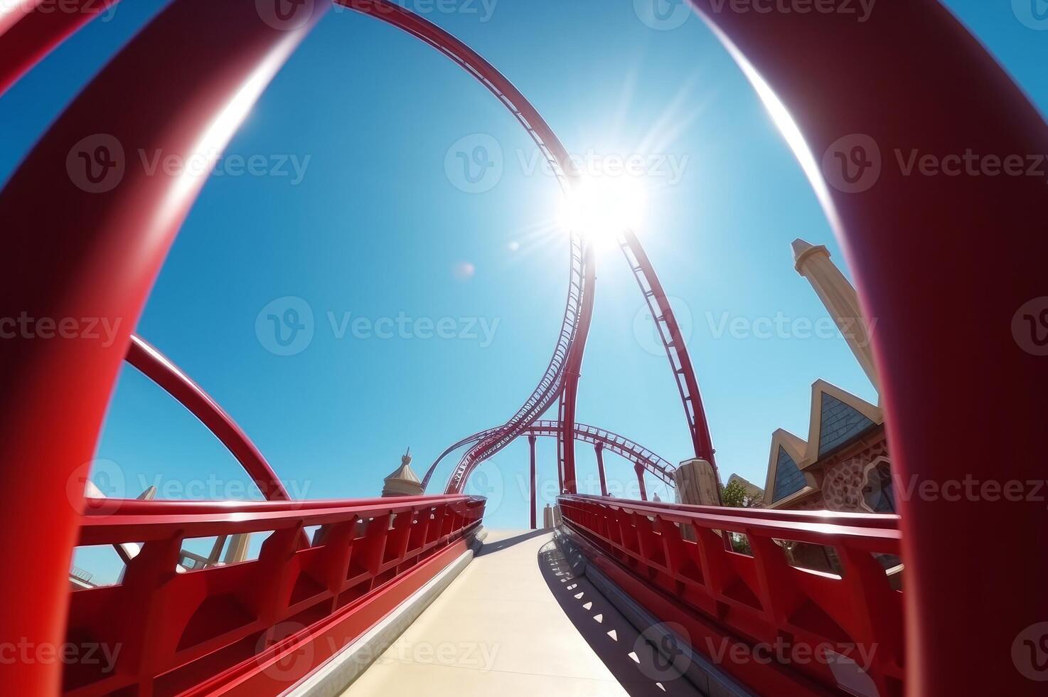 AI generated Roller coaster arch summer. Generate Ai photo