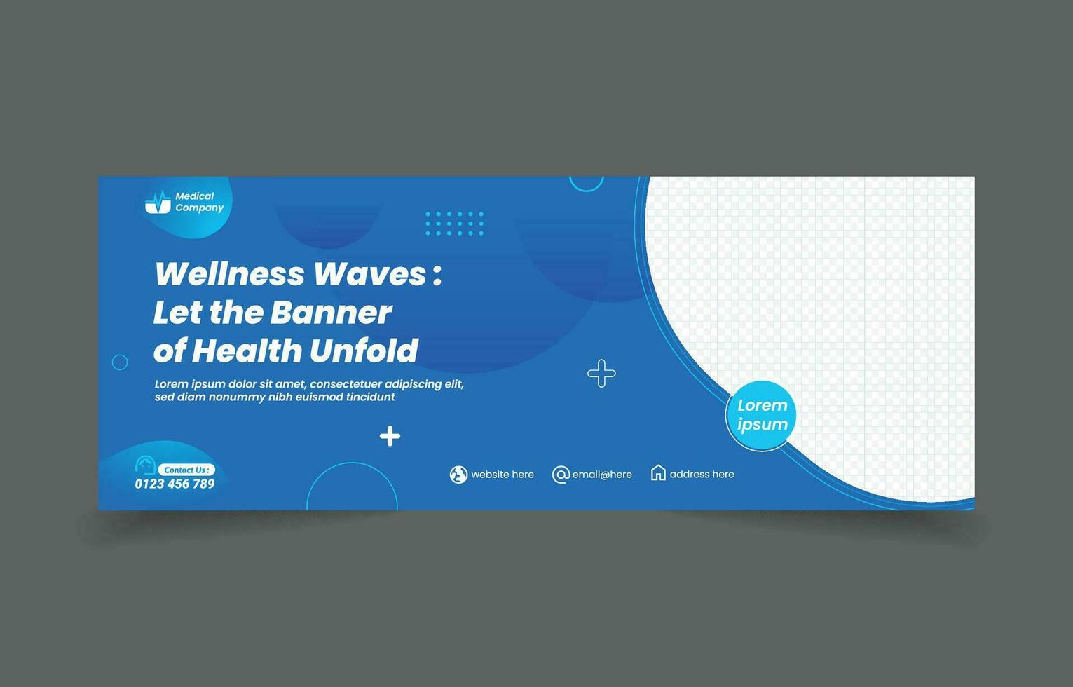 medical banner social media cover design abstract background blue color vector